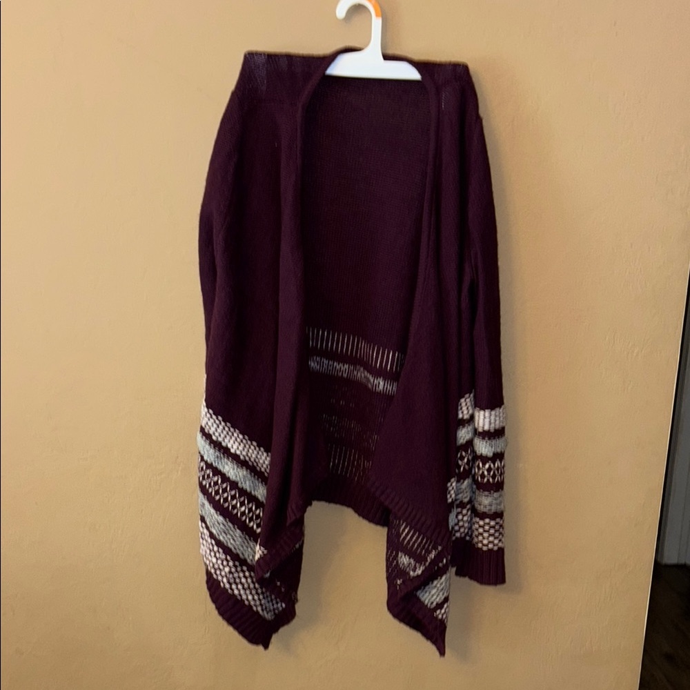 Cloud Chaser Burgundy and Cream Open Cardigan